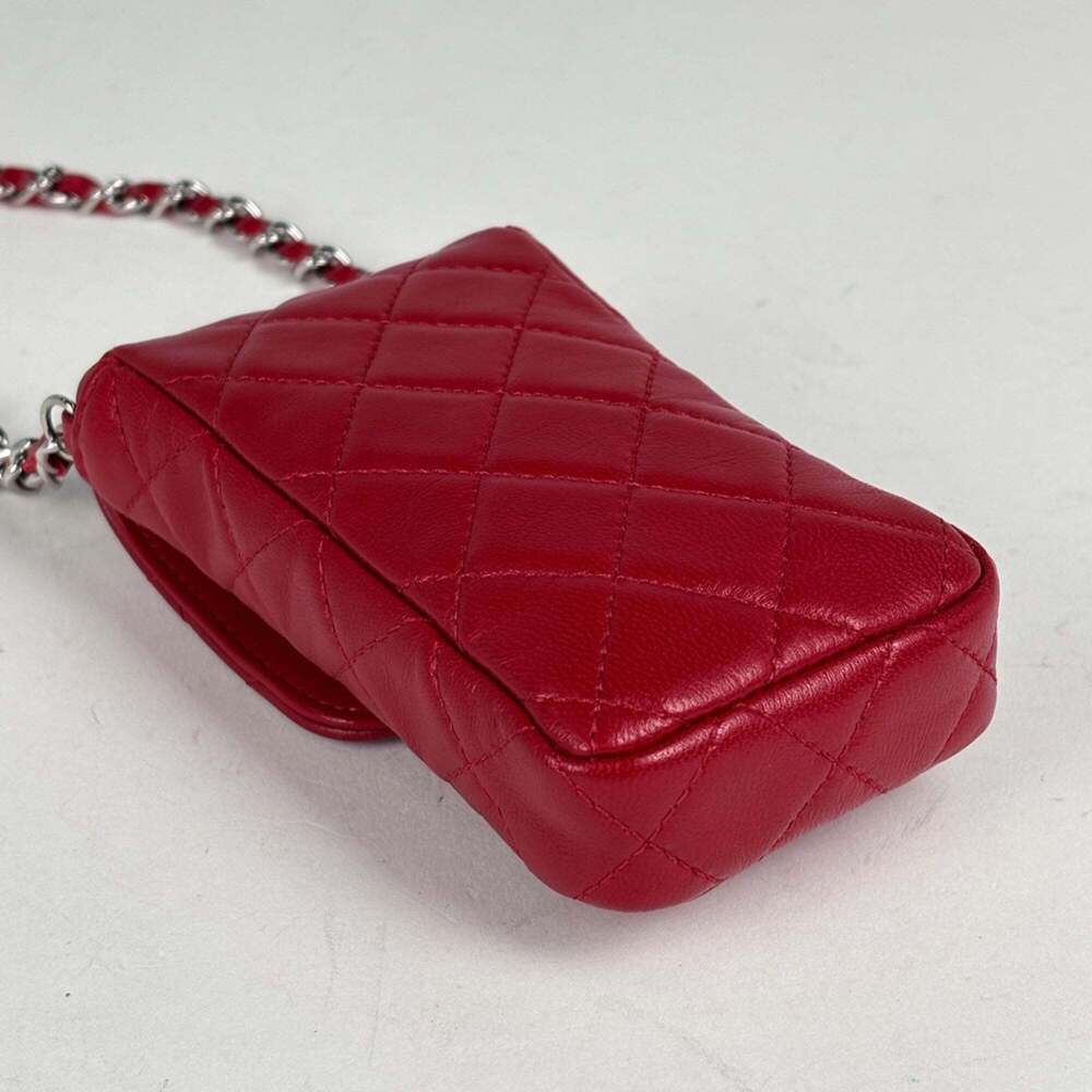 CHANEL Red Leather Logo Pouch - Picture 2 of 9